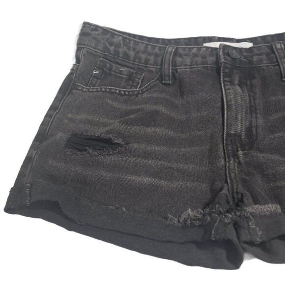 KanCan Black Denim Distressed Shorts Size Medium - Picture 2 of 9